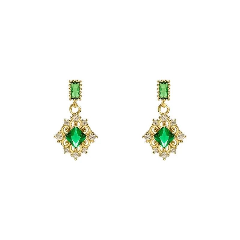 2021 Fashion Square Green Crystal Earrings