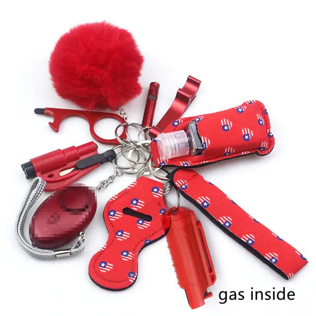 11pcs Self-Defence Keychain Set Multi-Function Keyring