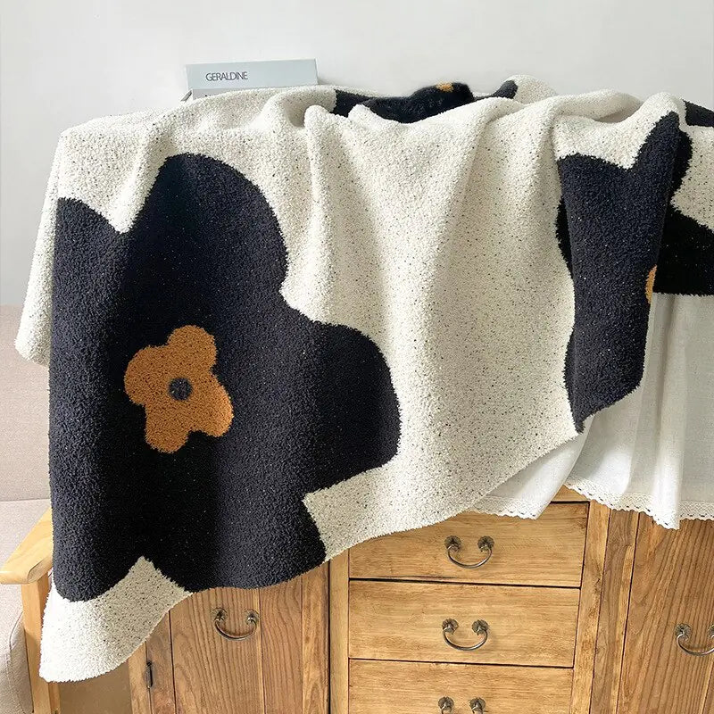 Korean Sunflower Velvet Knitted Blanket