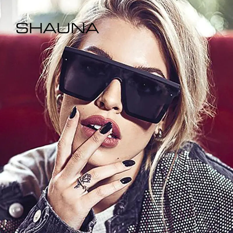 SHAUNA Flat Top Classic Square Sunglasses