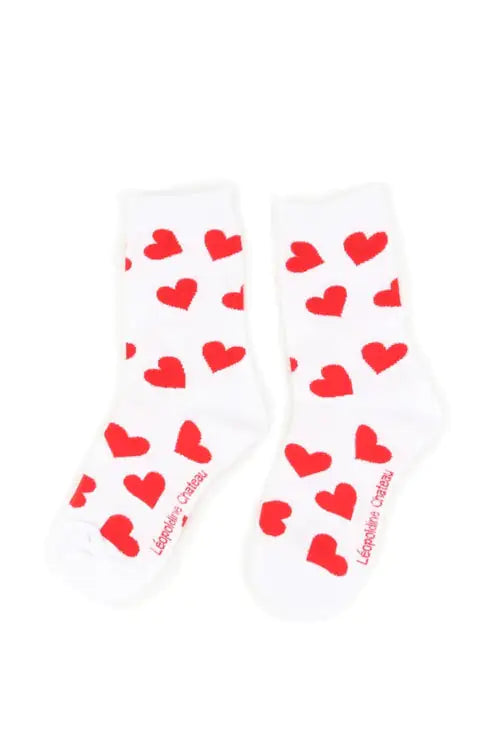 White Socks with Red Hearts