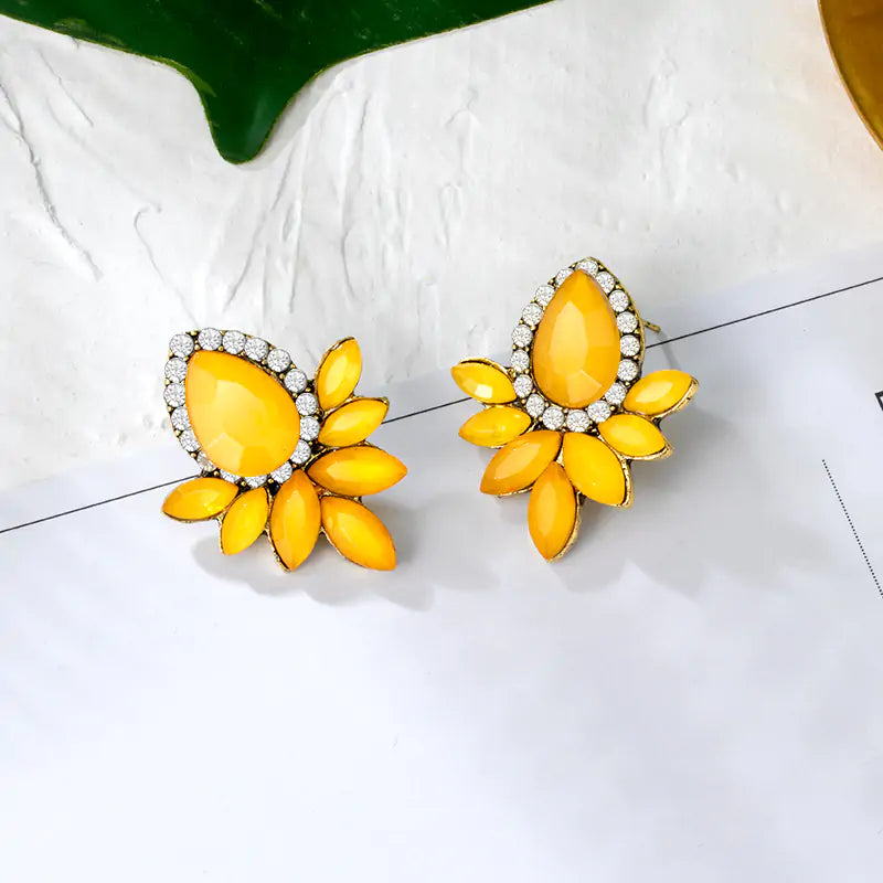 Yellow Leaf Dangle Earrings