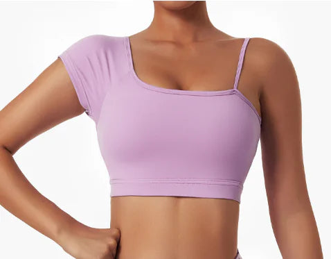 Summer Sexy Oblique Shoulder Yoga Top