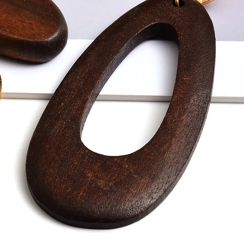 Big Drop Wooden Earrings For Women