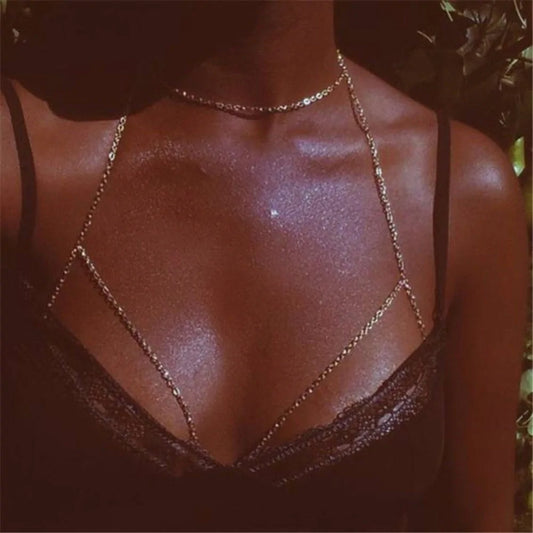 Women's Sequins Bra Bikini Harness Necklace