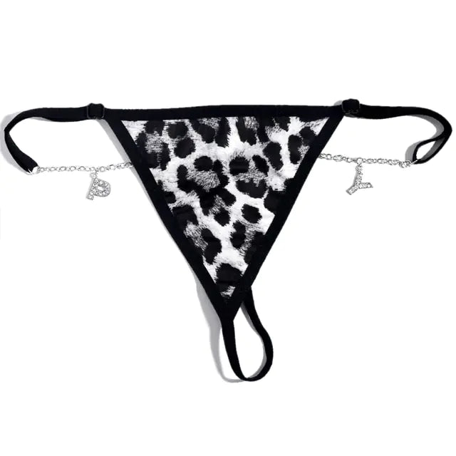 Custom Thongs With Alphabet Jewelry Personalized Crystal Letter Underwear