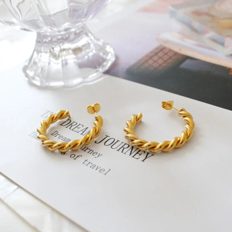 Chunky Twisted Hoop Earrings