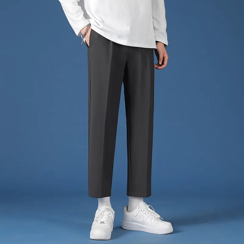 Mens Fashion Classic Pants Men Oversize Breathable Wide Leg Casual Straight Trouser