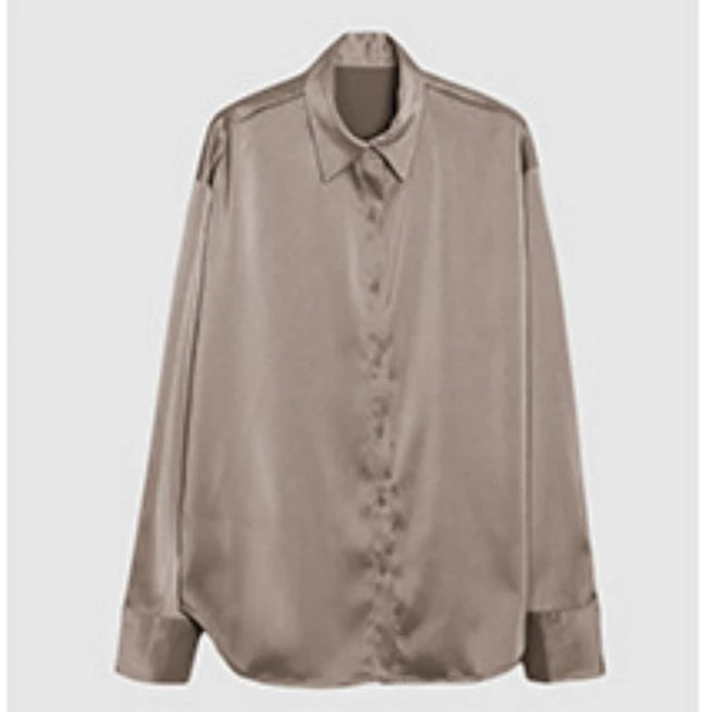 Button Up Satin Silk Shirt