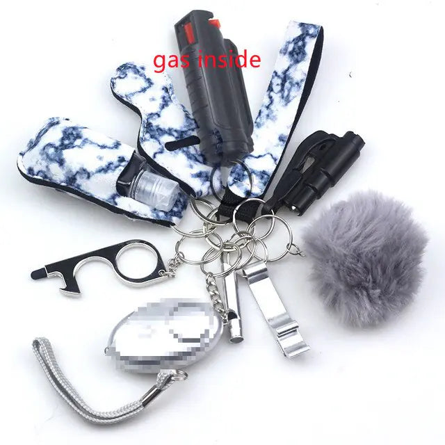 11pcs Self-Defence Keychain Set Multi-Function Keyring