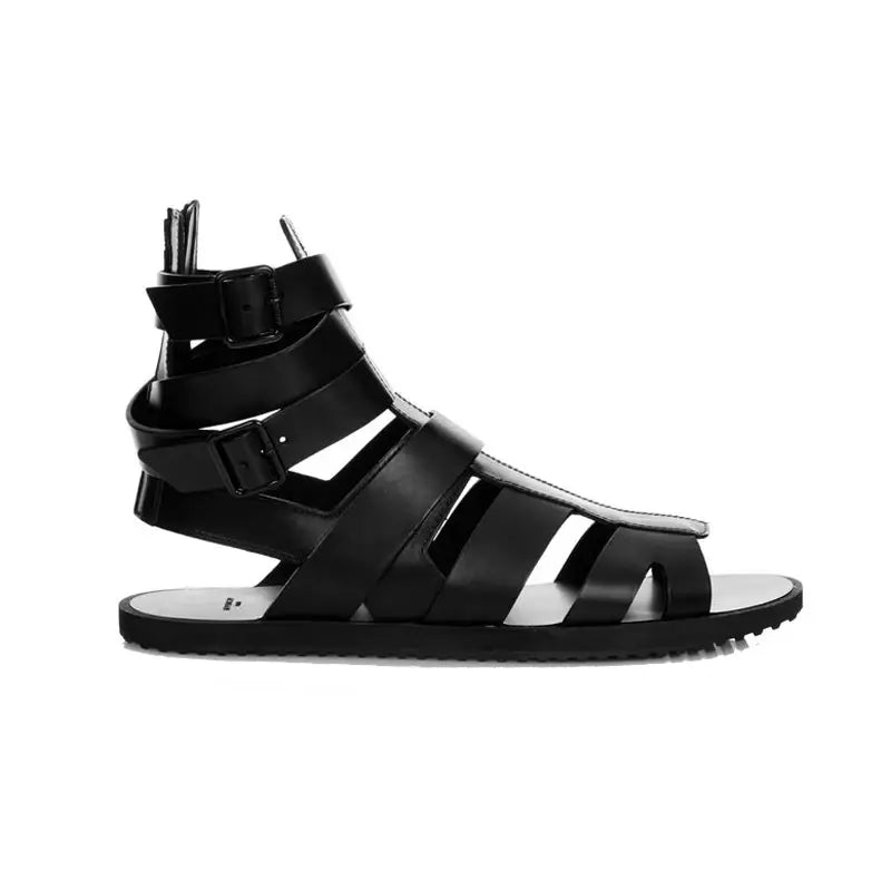 Black Sandals Men Summer Buckle Sandals Boots