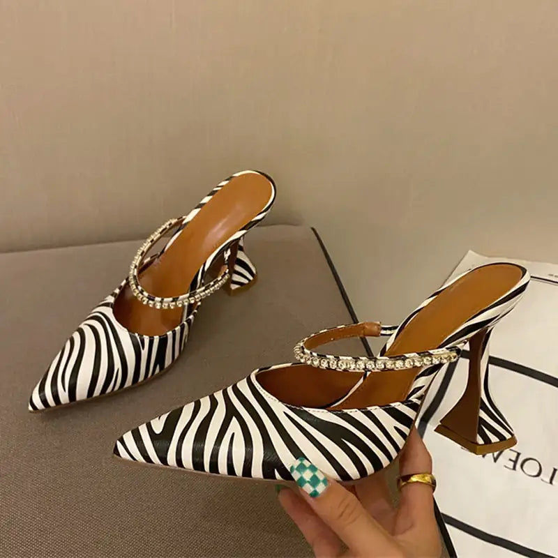 Crystal Zebra Slingback Heels