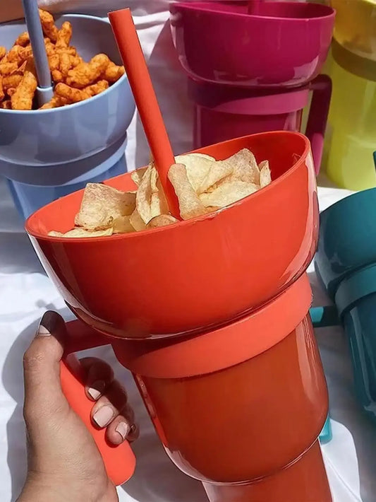 Popcorn Snack With Handle & All-In-One Drink Cup