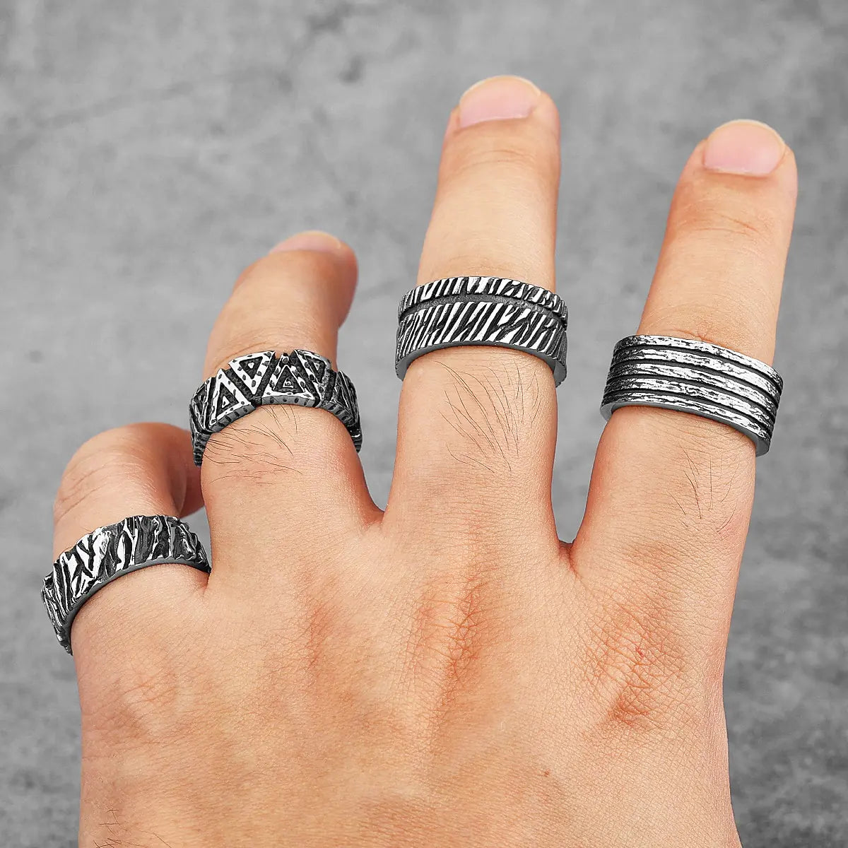 Vintage Black Stainless Steel Rings