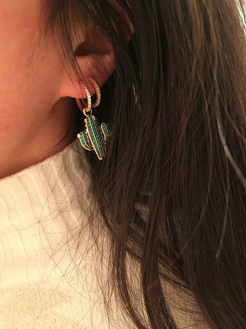 Summer Green Cactus Monaco Earrings