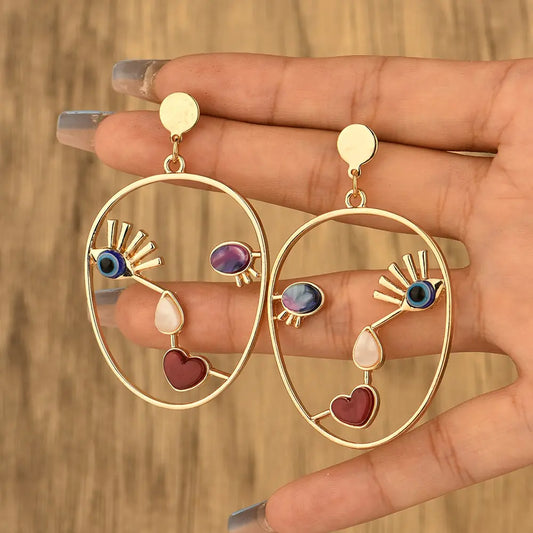 Punk Abstract Human Face Earrings