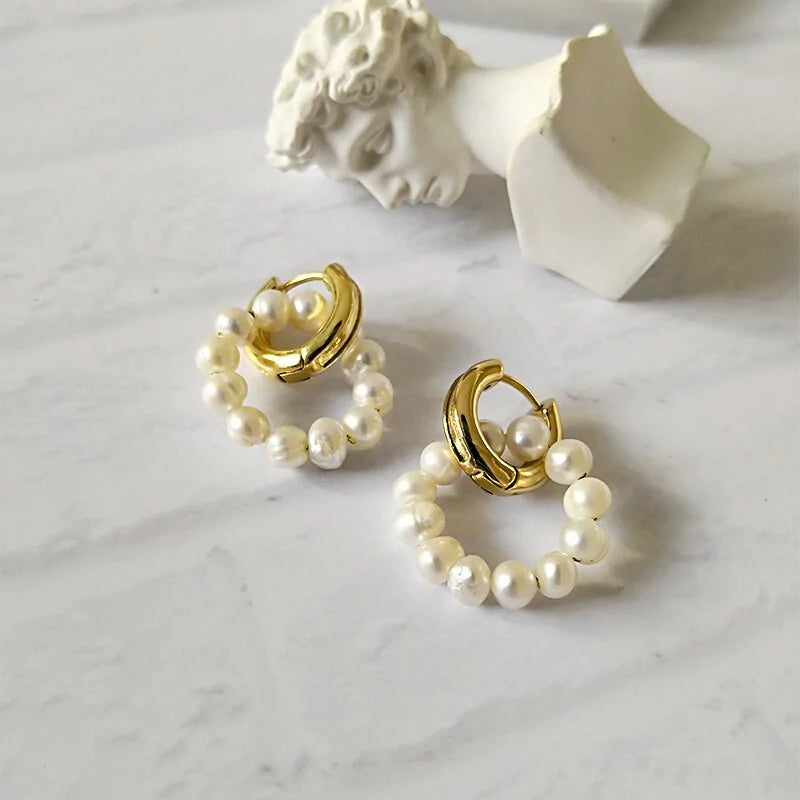 Baroque Freshwater Pearl Hoop Earrings