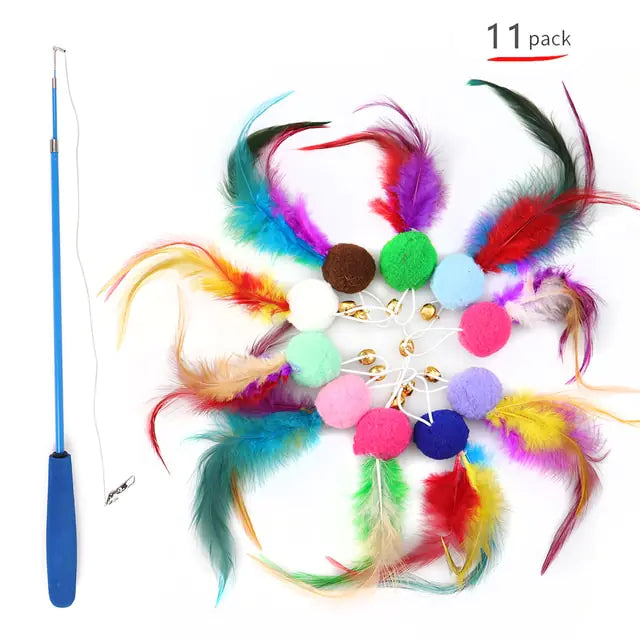 Retractable Cat Feather Toy for Indoor Cats