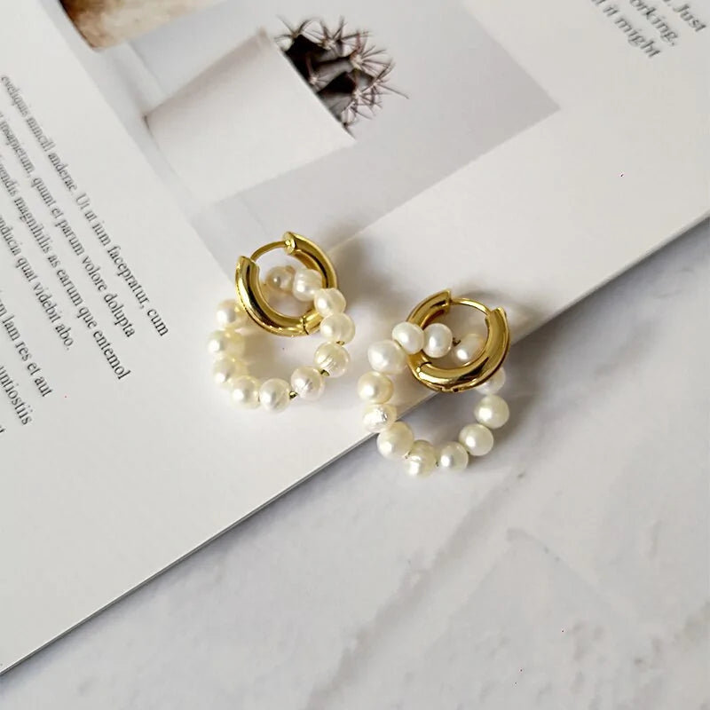 Baroque Freshwater Pearl Hoop Earrings