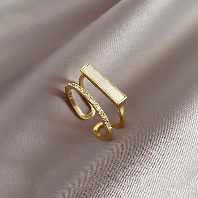 Double Shell Gold Open Rings