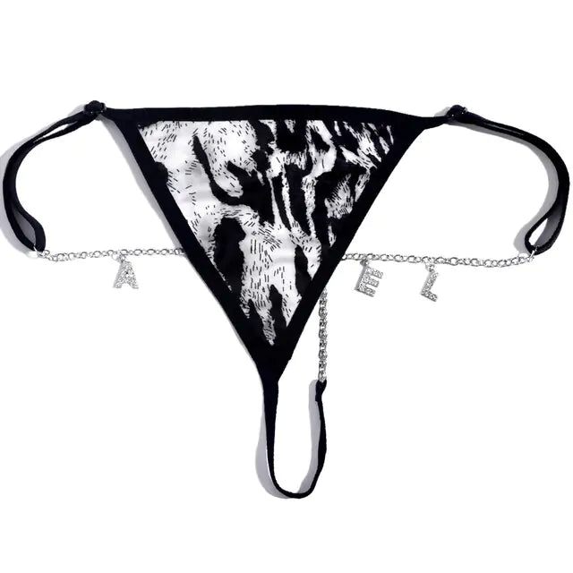 Custom Thongs With Alphabet Jewelry Personalized Crystal Letter Underwear