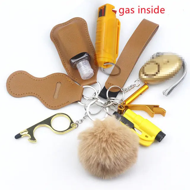 11pcs Self-Defence Keychain Set Multi-Function Keyring