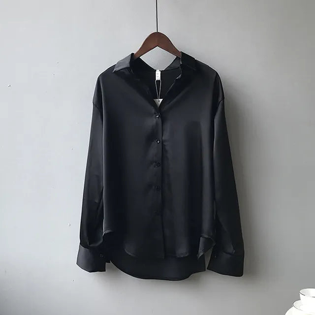 Button Up Satin Silk Shirt