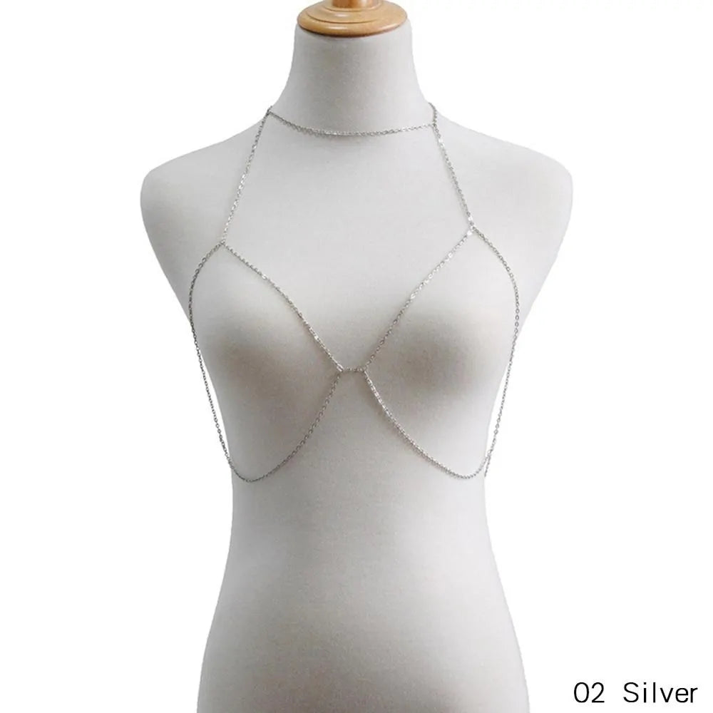 Women's Sequins Bra Bikini Harness Necklace