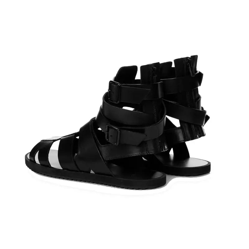 Black Sandals Men Summer Buckle Sandals Boots