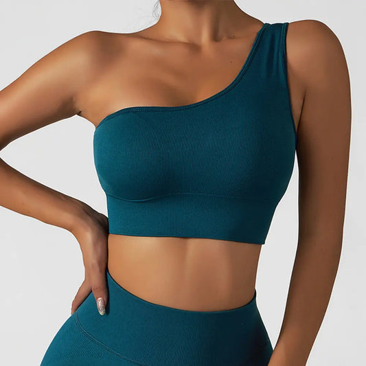 Summer Sexy Oblique Shoulder Yoga Top