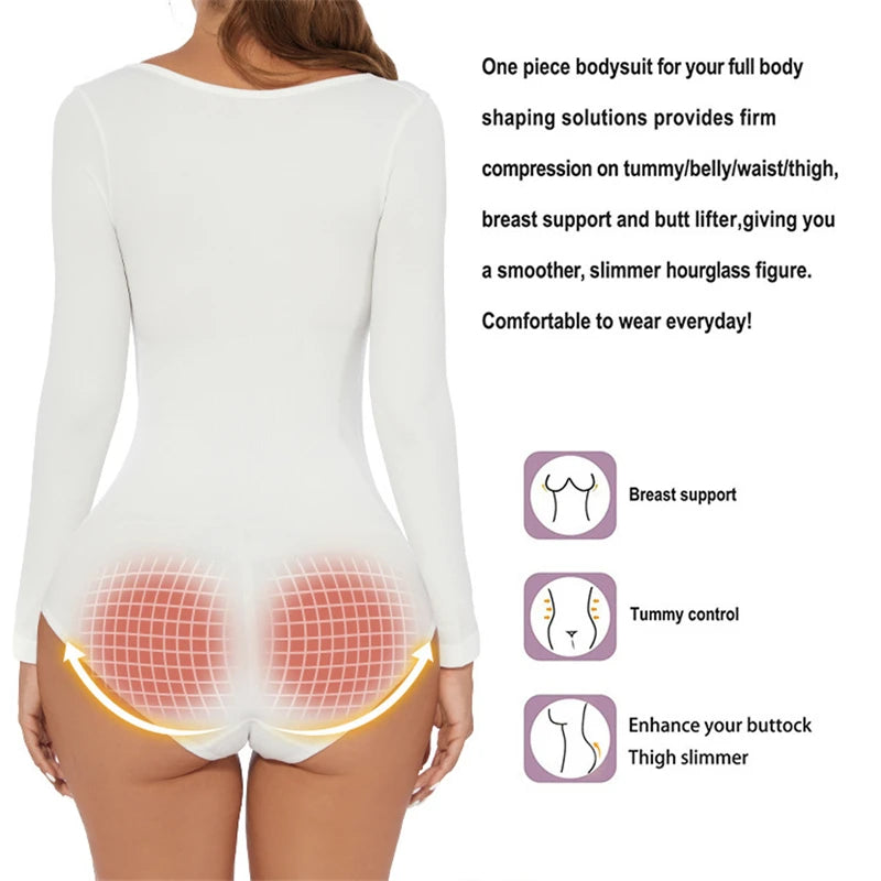 Seamless Long Sleeve Thong Bodysuit