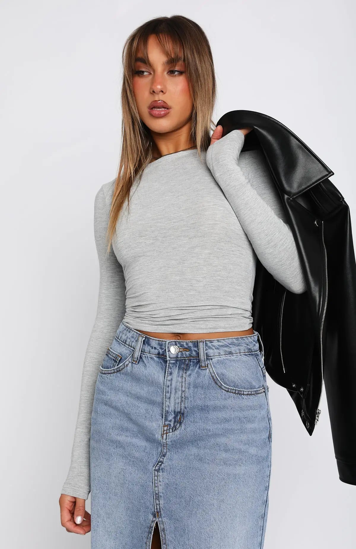 Grey Long Sleeve Top