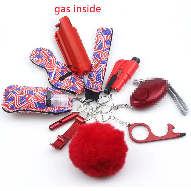 11pcs Self-Defence Keychain Set Multi-Function Keyring