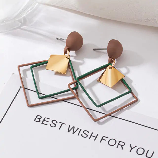 Korean Statement Earrings Vintage Green