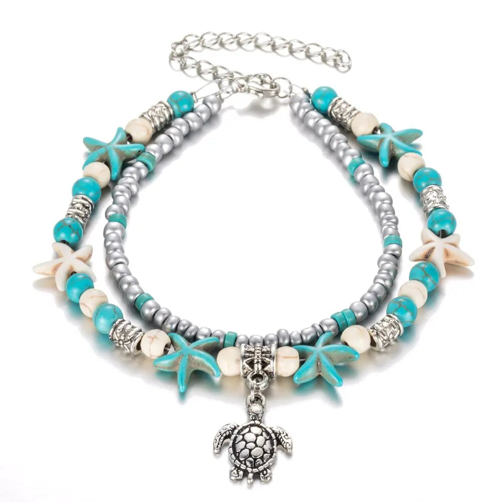 Sea Shell Beads Multilayer Anklets