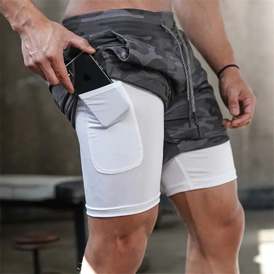 Camo 2-in-1 Running Shorts For Men