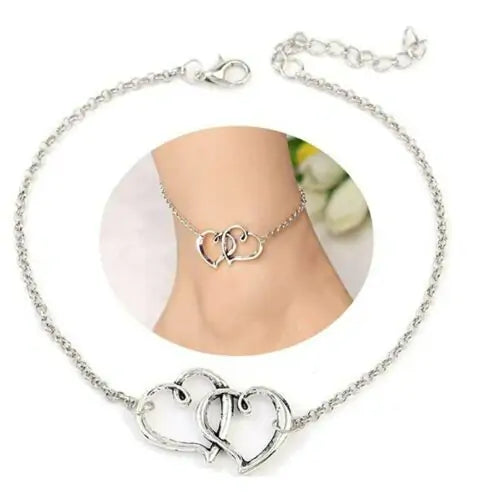 Women's Double Heart Arrow Shape Anklet