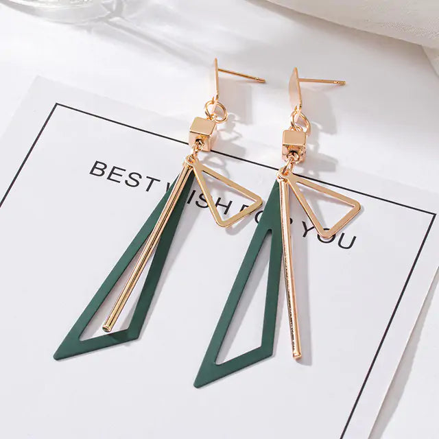 Korean Statement Earrings Vintage Green