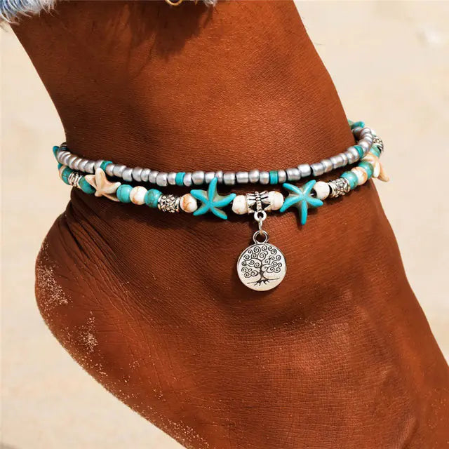 Sea Shell Beads Multilayer Anklets