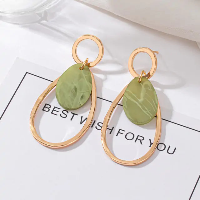 Korean Statement Earrings Vintage Green