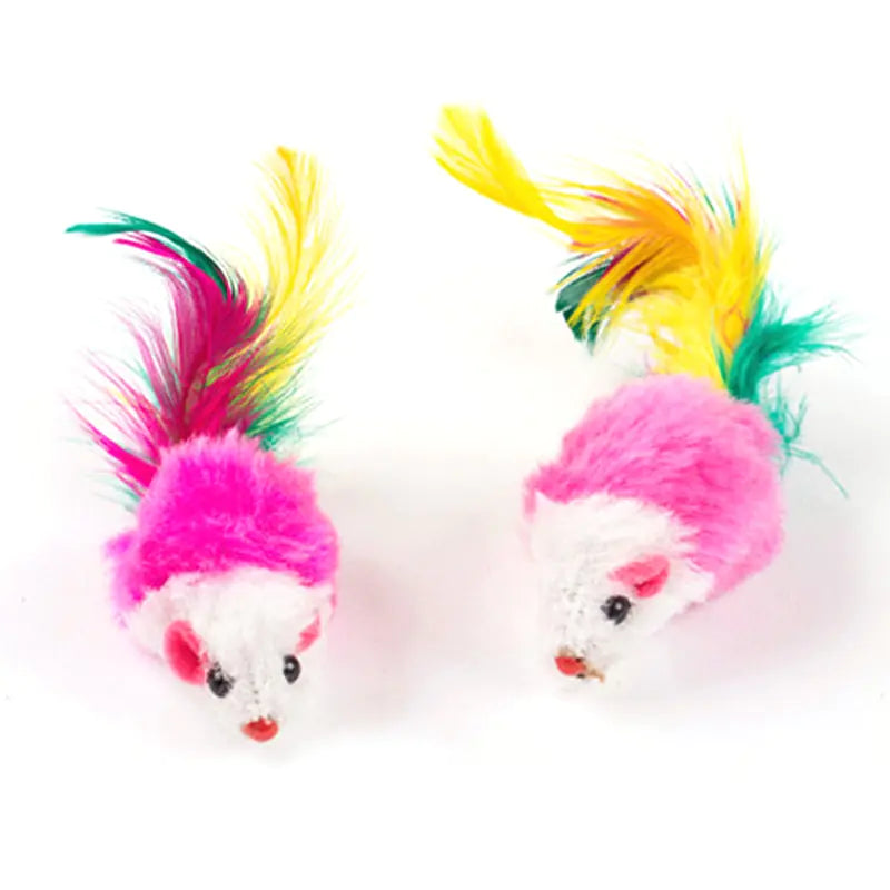 Feathered Fleece Mouse Cat Toys