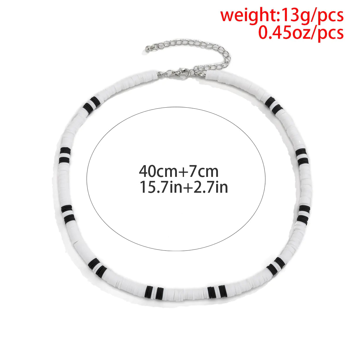 IngeSight.Z White Black Color Soft Clay Beads Choker Necklaces