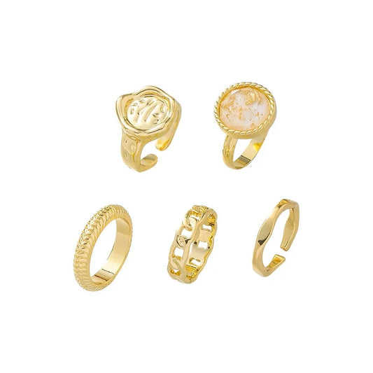 Metal Five Piece Combination Set Rings