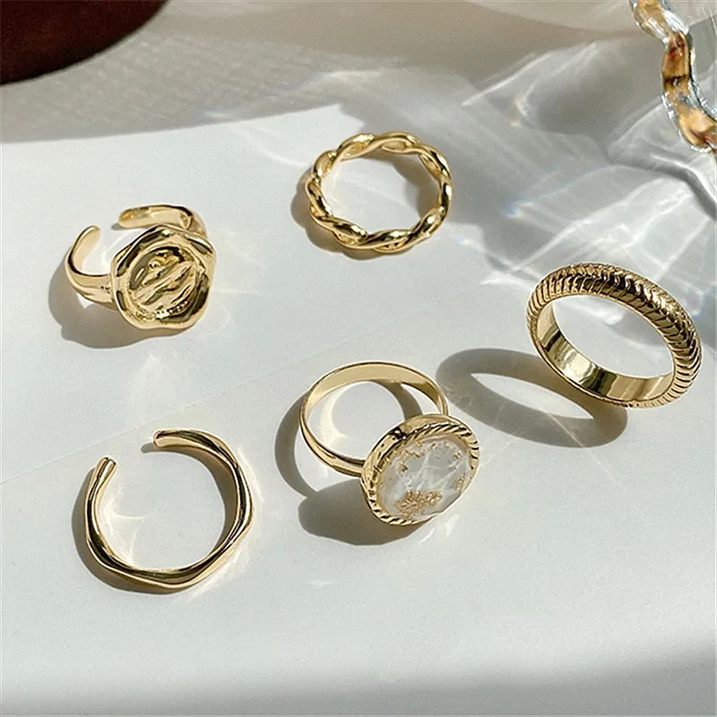 Metal Five Piece Combination Set Rings