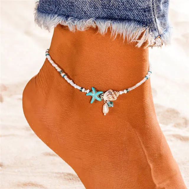 Sea Shell Beads Multilayer Anklets