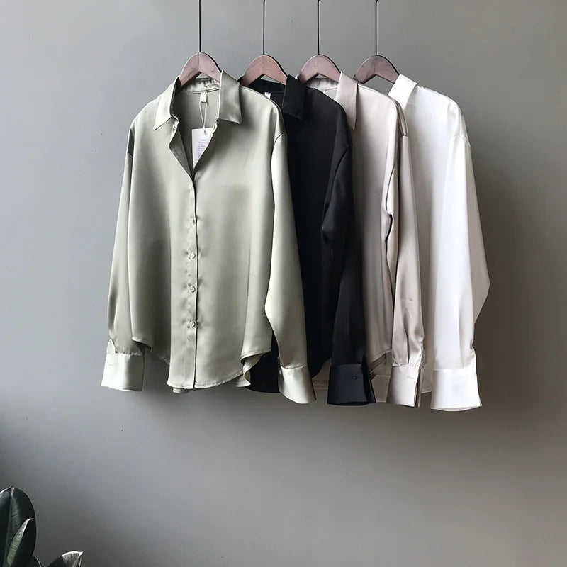 Button Up Satin Silk Shirt