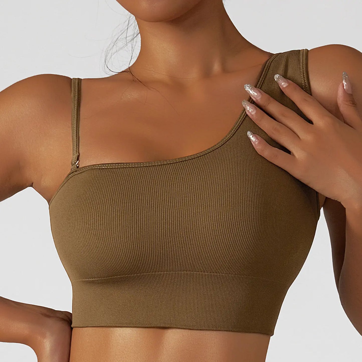 Summer Sexy Oblique Shoulder Yoga Top