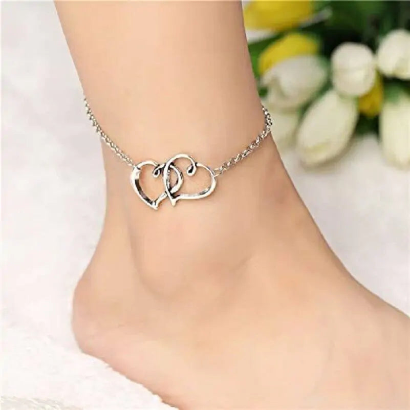 Women's Double Heart Arrow Shape Anklet