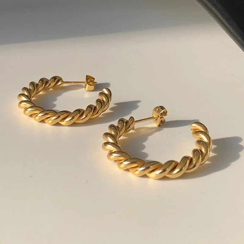 Chunky Twisted Hoop Earrings