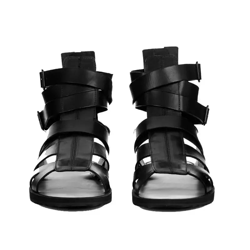 Black Sandals Men Summer Buckle Sandals Boots